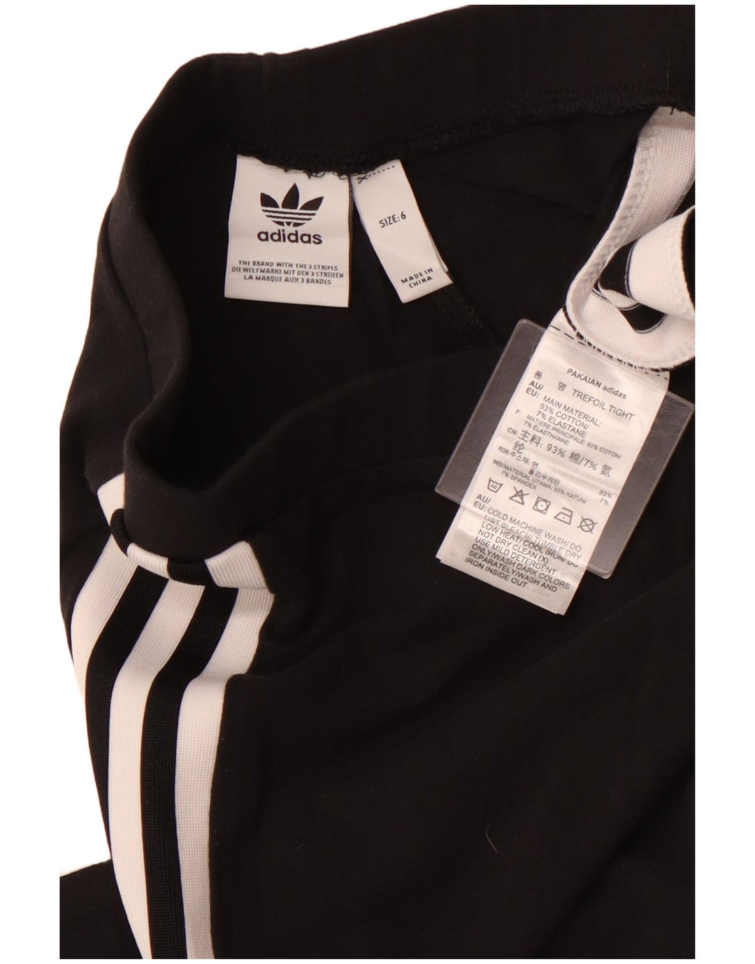 ADIDAS Womens Graphic Leggings UK 6 XS  Black Cotton