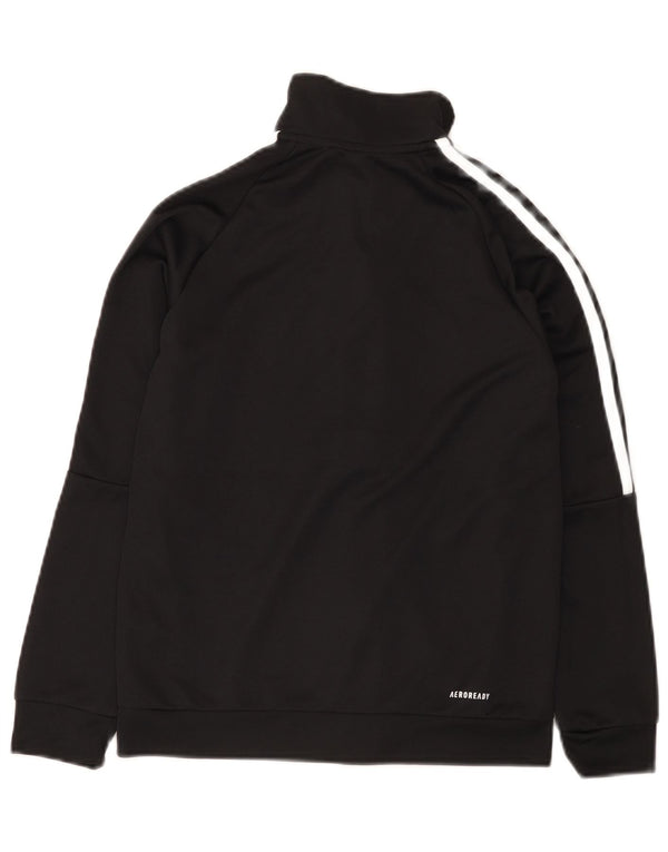 Adidas Boys Aeroready Tracksuit Top Jacket 11-12 Years Black Polyester