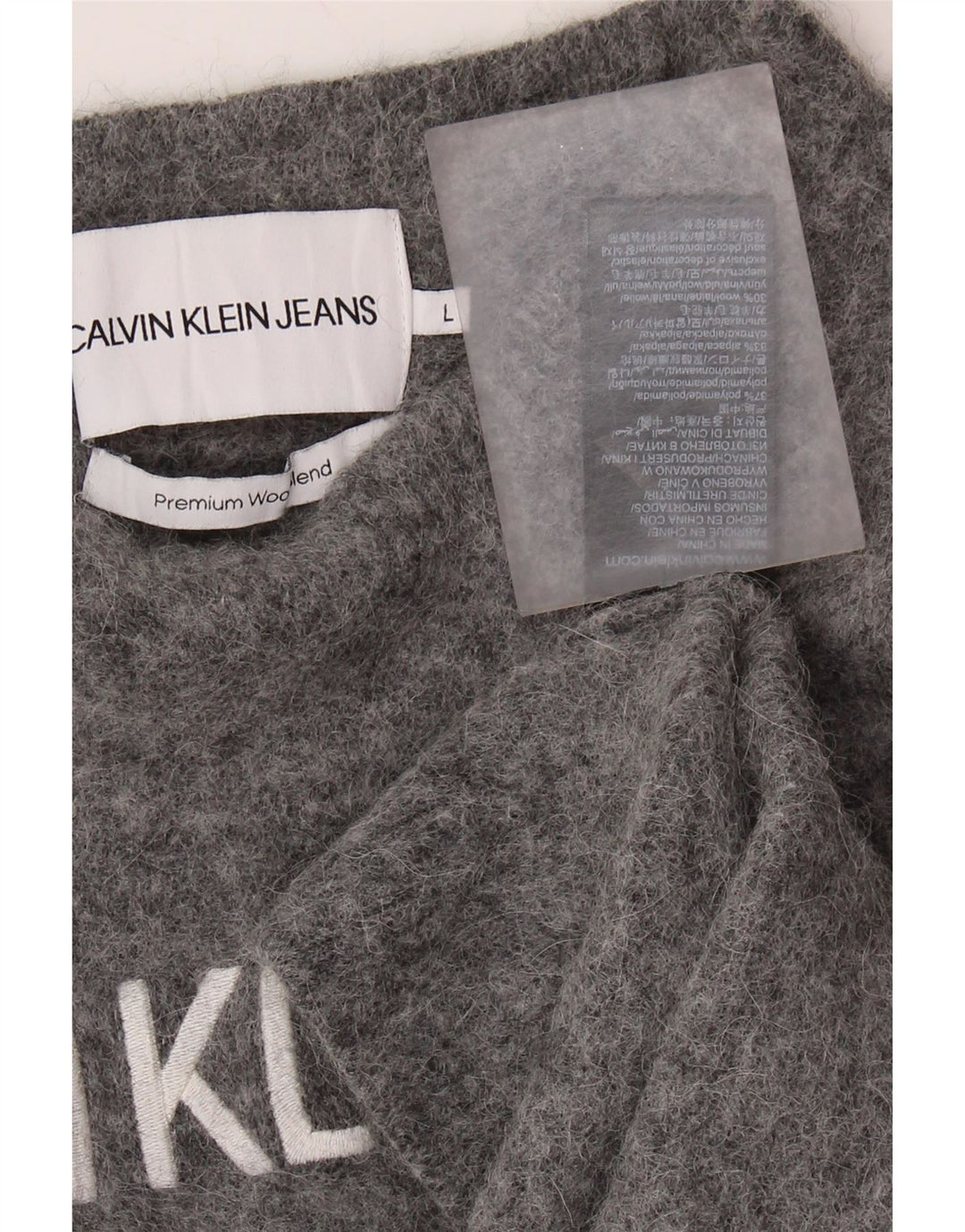 Calvin Klein Girls Crew Neck Jumper Sweater 9-10 Years Large Grey Polyamide