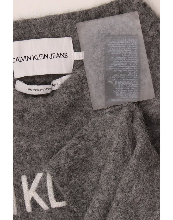 Calvin Klein Girls Crew Neck Jumper Sweater 9-10 Years Large Grey Polyamide