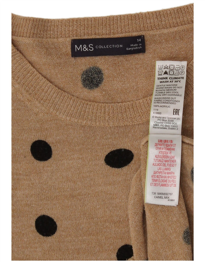 Marks & Spencer Womens Crew Neck Jumper Sweater UK 14 Medium Black Spotted