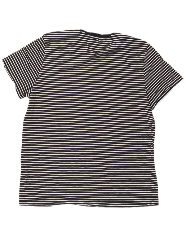 Nautica Mens T-Shirt Top XL Navy Blue Striped Cotton