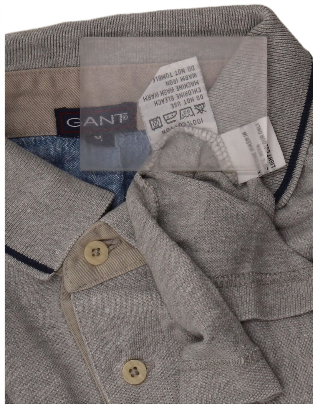 Gant Mens Polo Shirt Medium Grey Striped Cotton