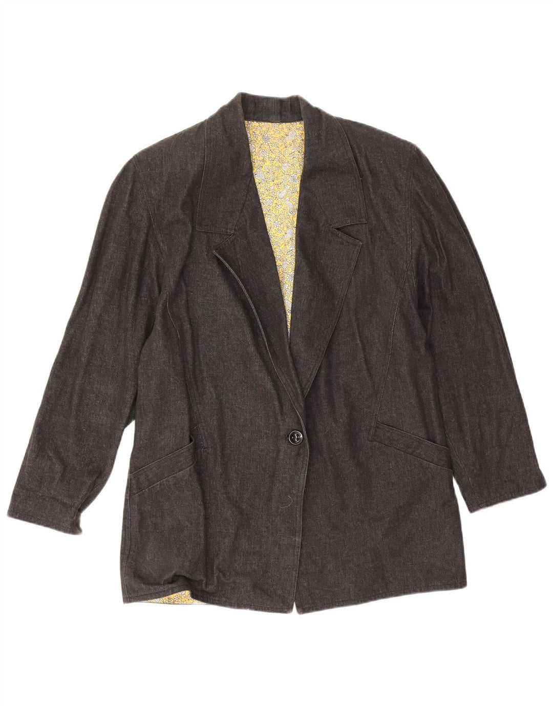 Vintage Womens 1 Button Blazer Jacket UK 16 Large Grey
