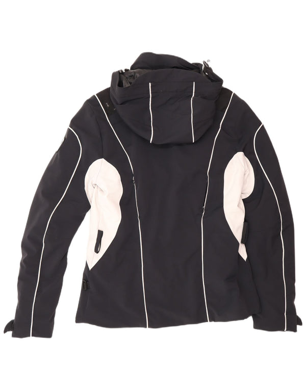 Emporio Armani Womens Hooded Ski Jacket UK 18 XL Navy Blue Colourblock