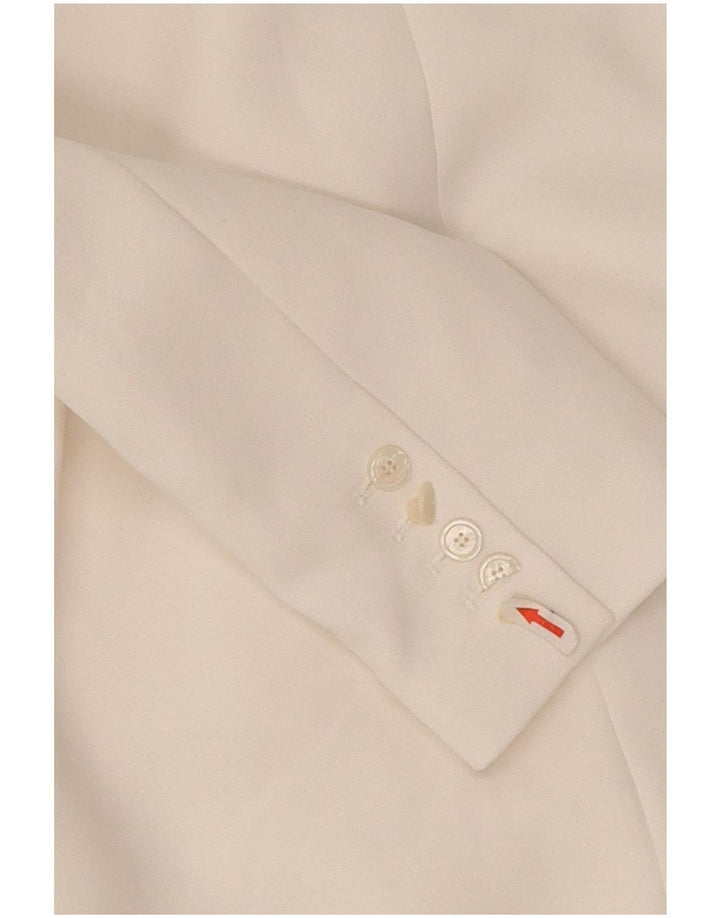 Zara Womens Double Breasted Blazer Jacket UK 14 Medium White Polyester