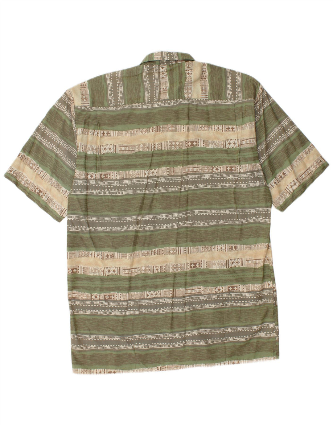 Vintage Mens Short Sleeve Shirt Large Green Striped
