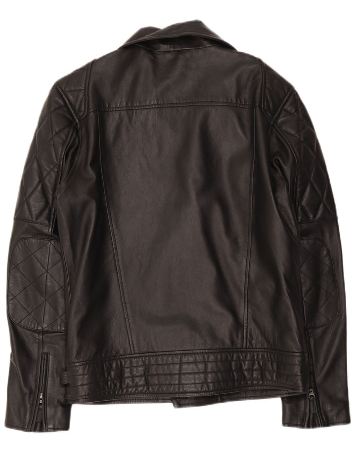 Bertanni Mens Leather Biker Jacket UK 38 Medium Black
