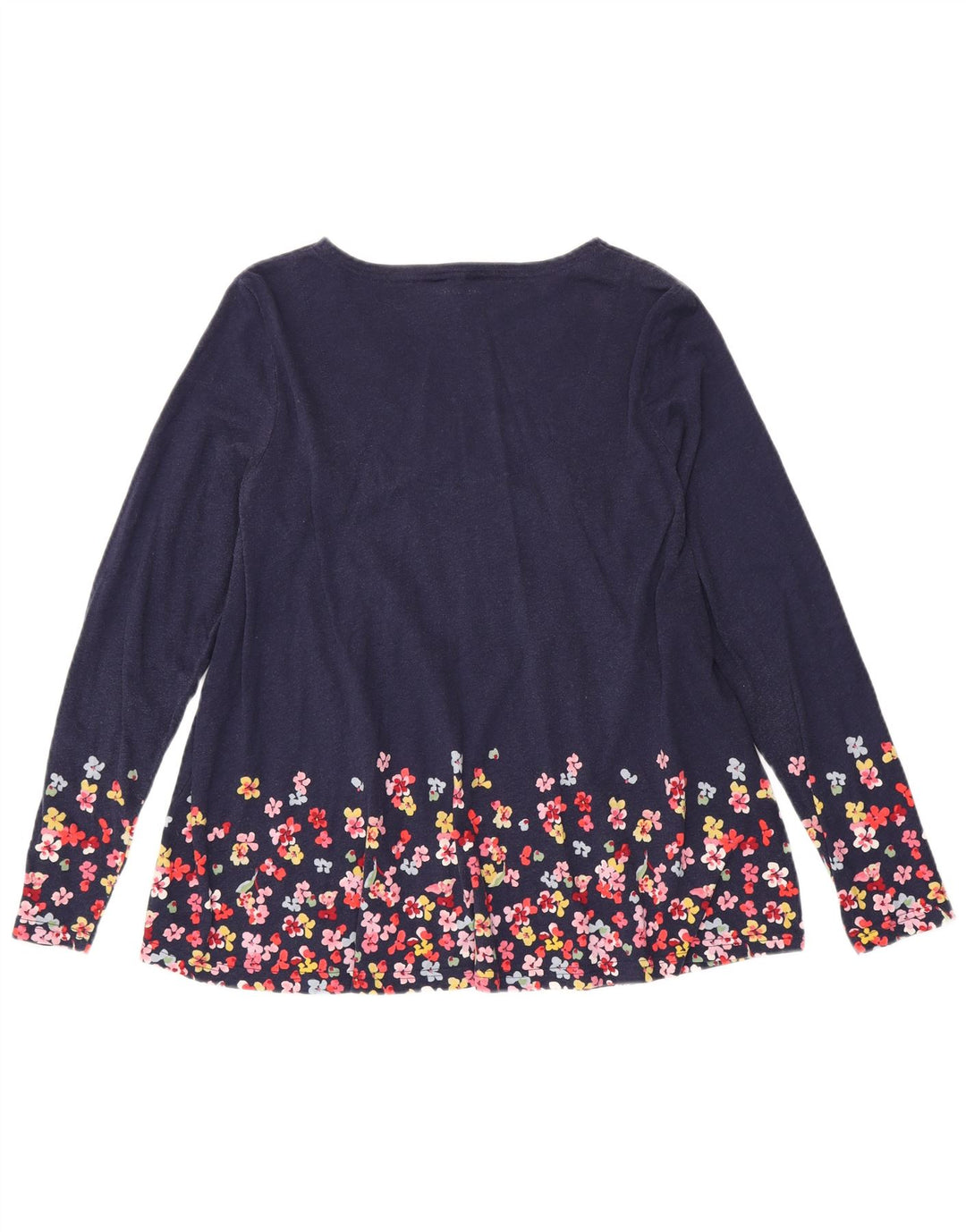 JOULES Womens V-Neck Jumper Sweater UK 16 Large Navy Blue Floral Cotton