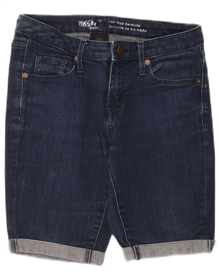 MOSSIMO Womens Mid Rise Bermuda Denim Shorts US 2 XS W26  Navy Blue Cotton