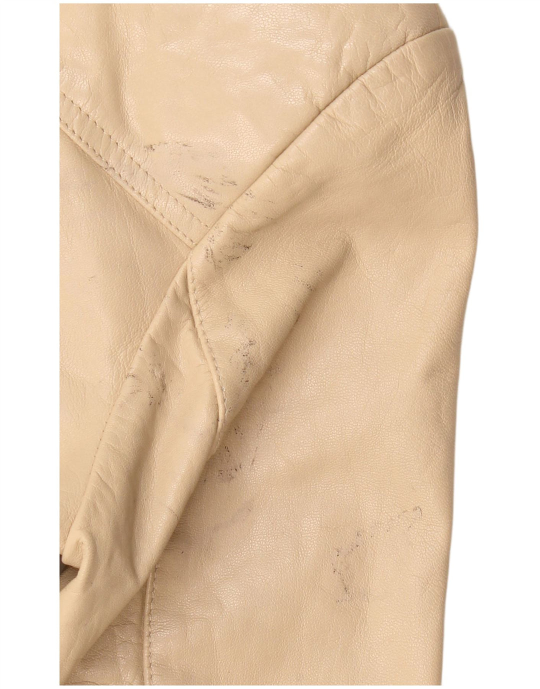 VINTAGE Womens 4 Button Leather Blazer Jacket IT 36 XS Beige Leather