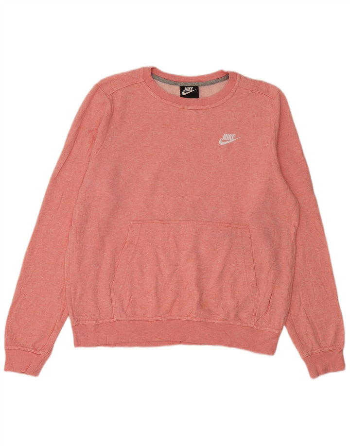 NIKE Womens Sweatshirt Jumper UK 14 Medium Pink Cotton
