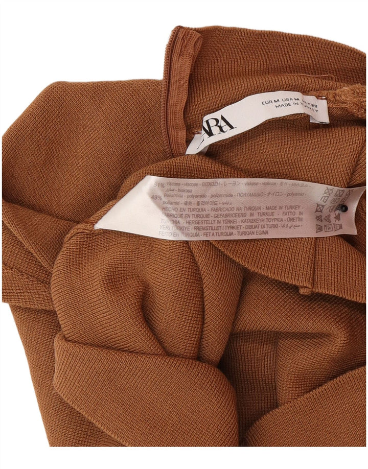 Zara Womens Sleeveless Crop Top UK 12 Medium Brown Polyamide