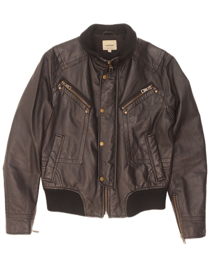 Conbipel Mens Leather Jacket IT 48 Medium Black