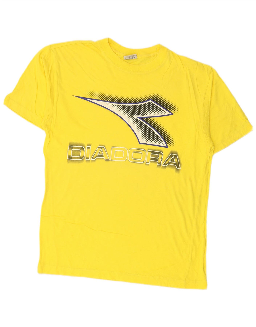 DIADORA Mens Graphic T-Shirt Top Medium Yellow Cotton