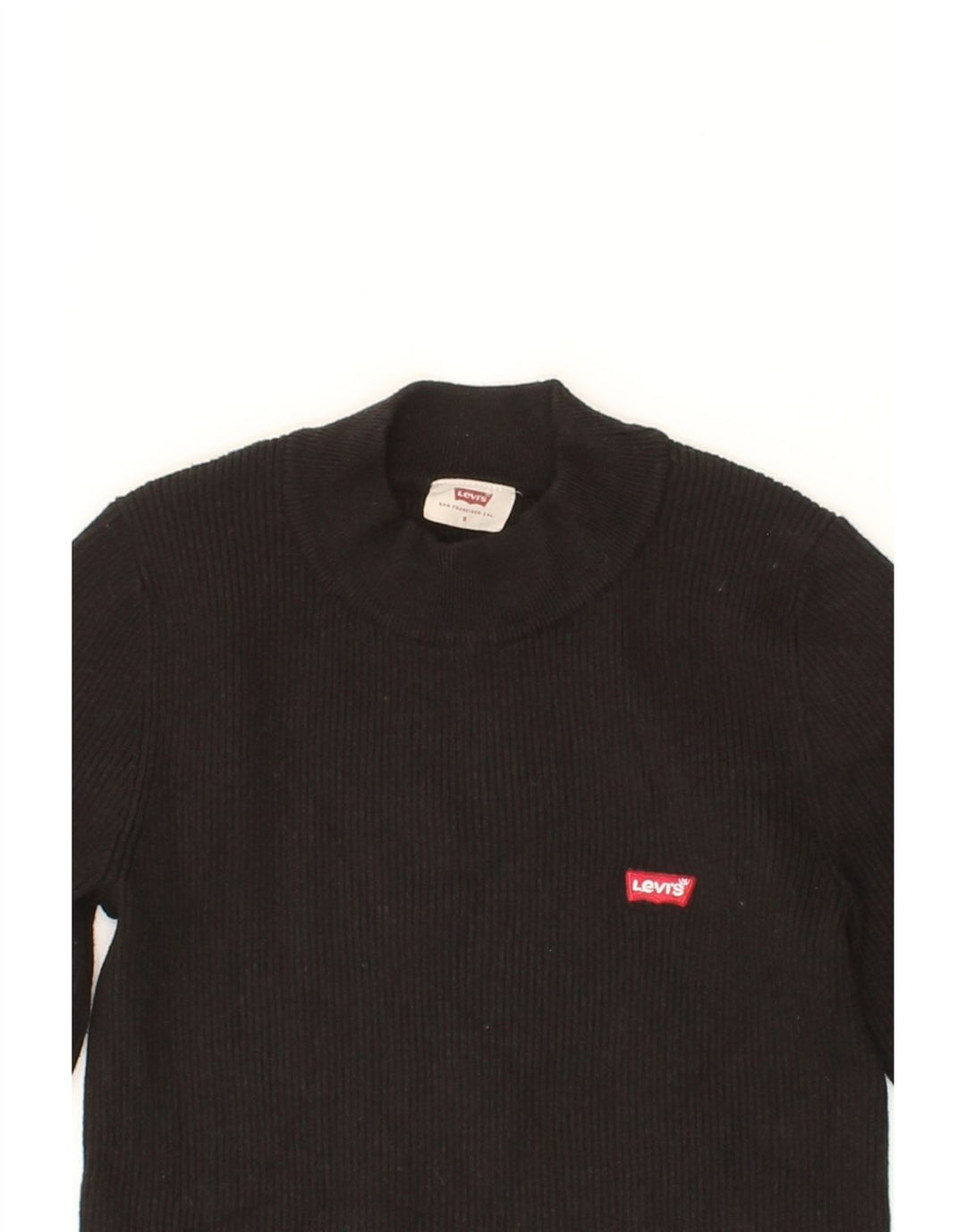 LEVI'S Womens Turtle Neck Jumper Sweater UK 8 Small Black Acrylic Vintage Levi's and Second-Hand Levi's from Messina Hembry 