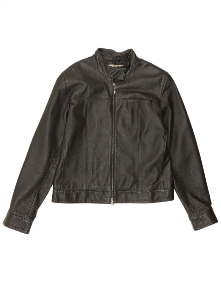 HELLINE Womens Leather Jacket UK 14 Medium  Green Leather