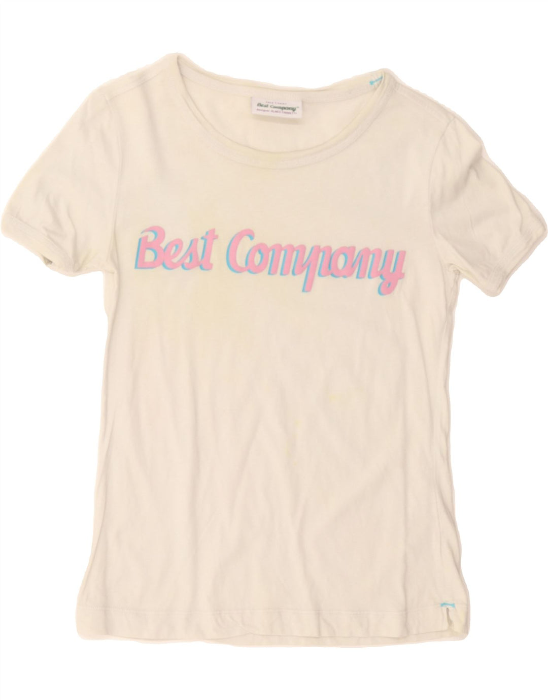 BEST COMPANY Womens Graphic T-Shirt Top UK 6 XS Off White Cotton Vintage Best Company and Second-Hand Best Company from Messina Hembry 