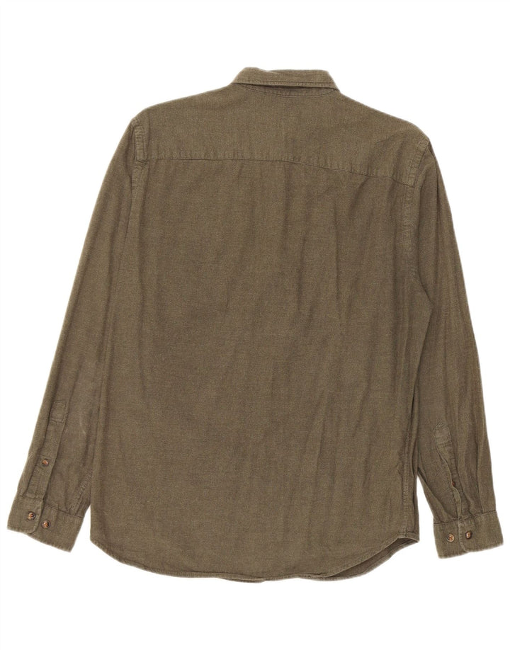 Jack & Jones Mens Flannel Shirt Medium Khaki Cotton