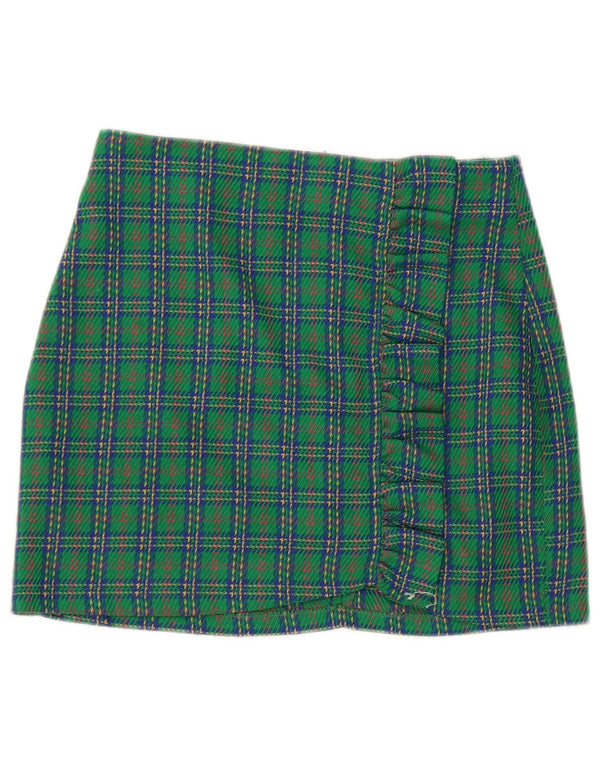 TOPSHOP Womens Petite Mini Skirt UK 6 XS W26 Green Check