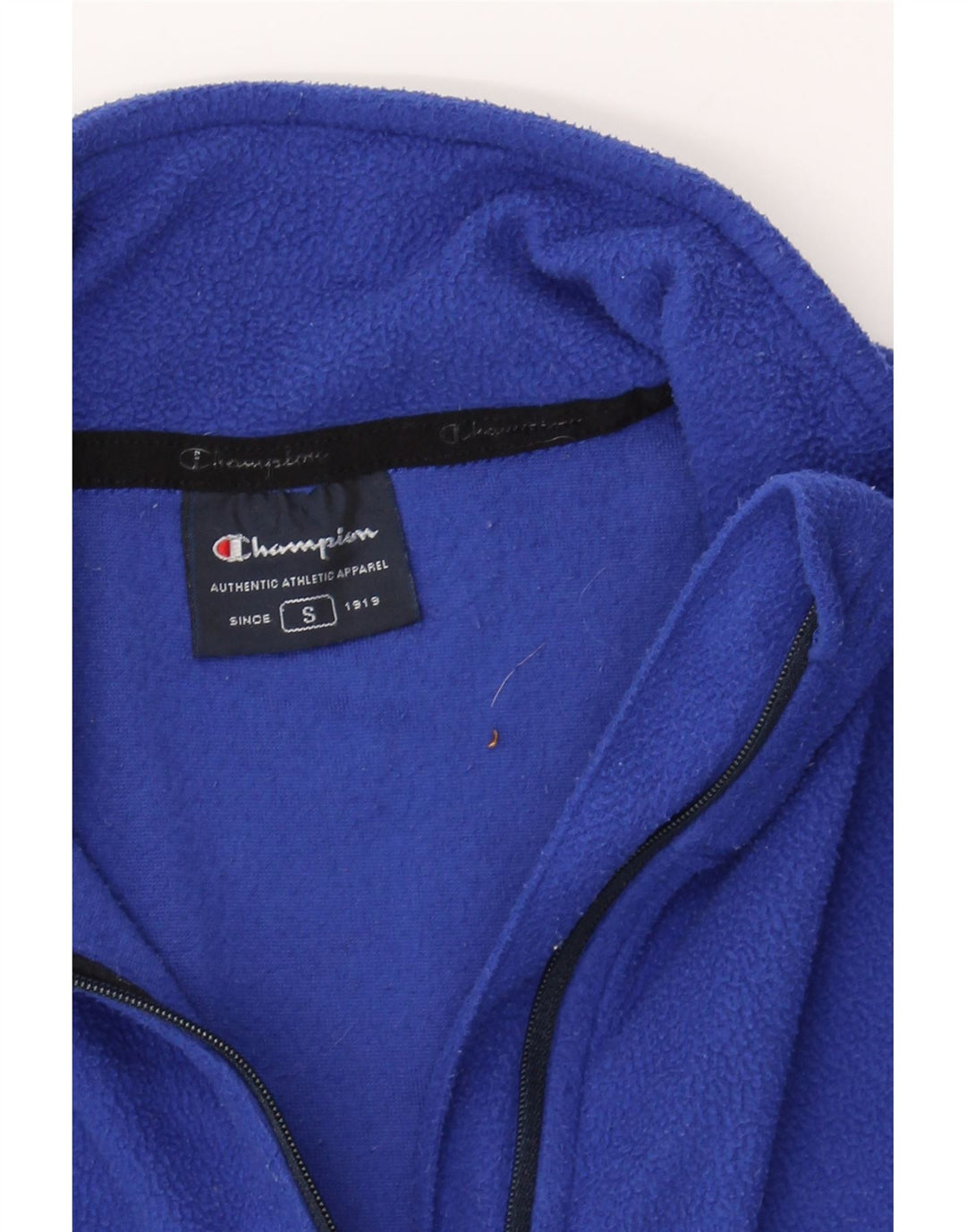 CHAMPION Mens Zip Neck Fleece Jumper Small Blue Vintage Champion and Second-Hand Champion from Messina Hembry 