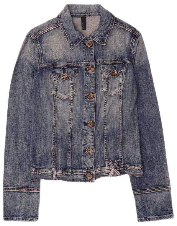 Benetton Womens Denim Jacket UK 14 Large Blue Cotton