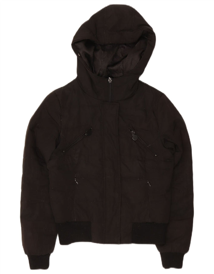 Zara Womens Hooded Padded Jacket UK 10 Small Black