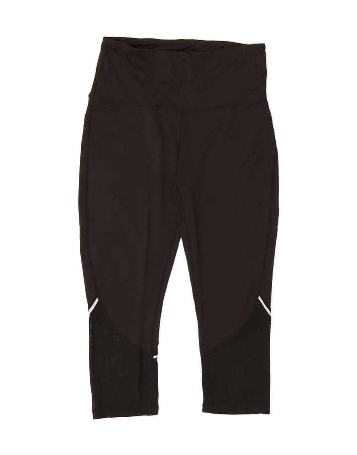 REEBOK Womens Capri Leggings UK 12 Medium  Black Polyester Vintage Reebok and Second-Hand Reebok from Messina Hembry 