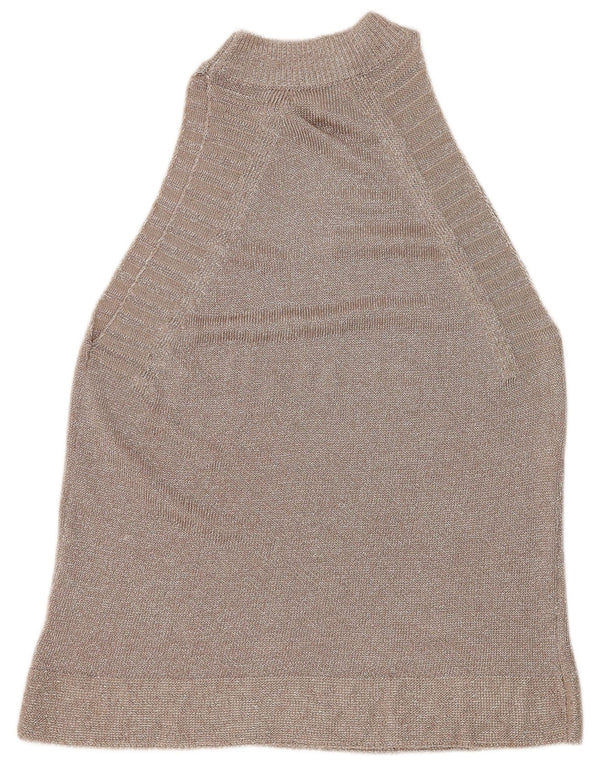 Topshop Womens Halter Top UK 12 Medium Silver