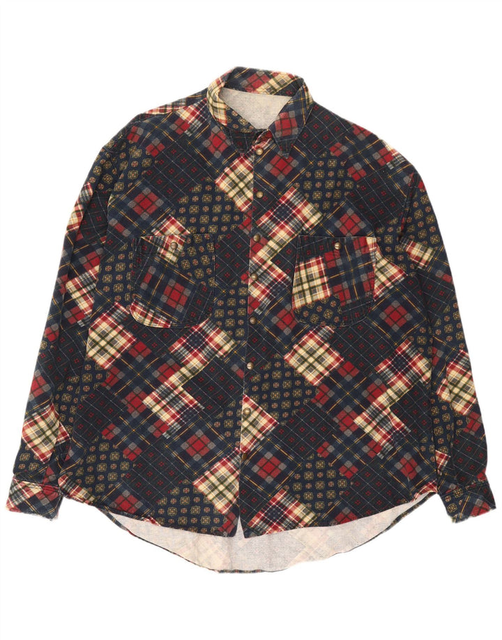 Vintage Mens Shirt 3XL Navy Blue Patchwork