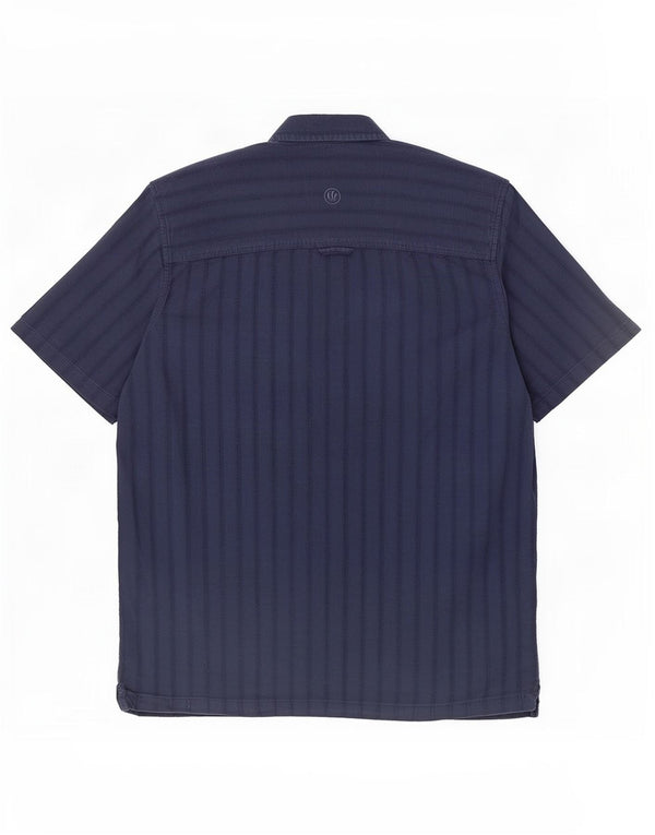 Fat Face Mens Short Sleeve Shirt XL Navy Blue Striped Cotton