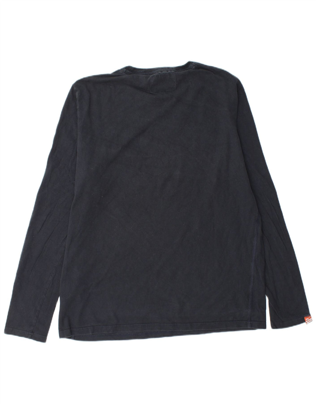 SUPERDRY Mens Graphic Top Long Sleeve 2XL Navy Blue Cotton