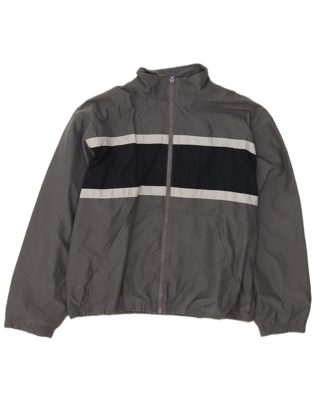 CHAMPION Mens Tracksuit Top Jacket Large Grey Colourblock Polyester