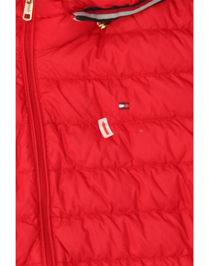 TOMMY HILFIGER Womens Oversized Hooded Padded Jacket UK 16 Large Red Vintage Tommy Hilfiger and Second-Hand Tommy Hilfiger from Messina Hembry 