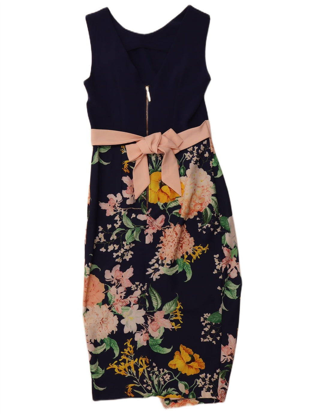 CLOSET Womens Sleeveless Bodycon Dress UK 8 Small  Navy Blue Floral