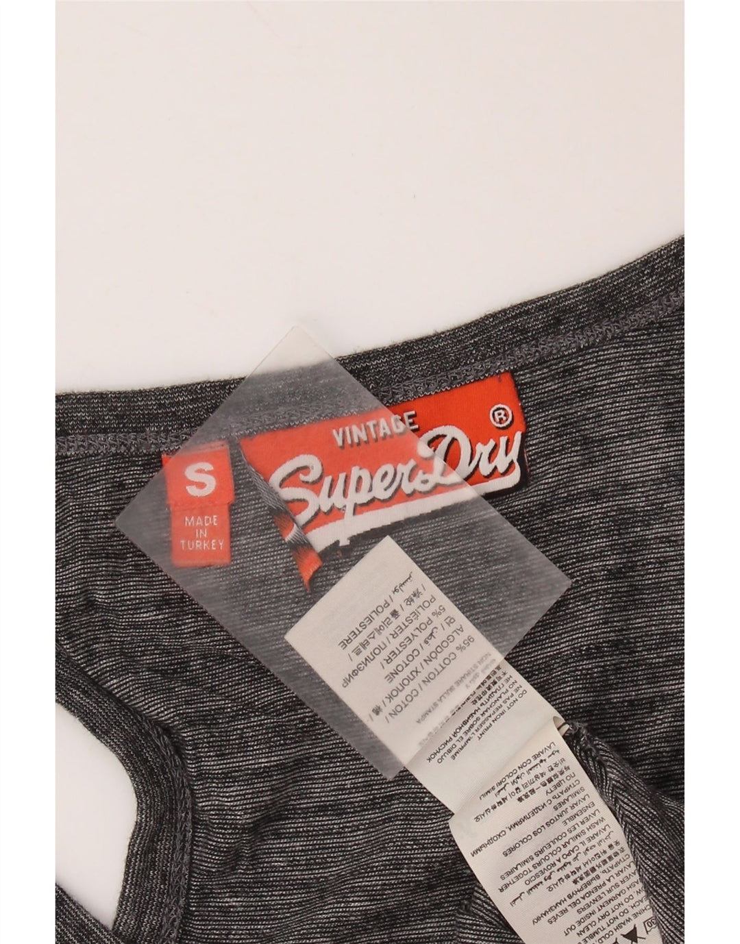 SUPERDRY Womens Graphic Vest Top UK 10 Small Grey Flecked Cotton