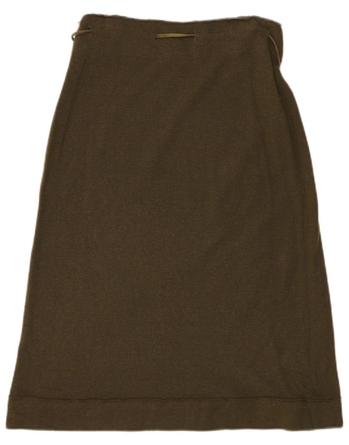 Stefanel Womens Knit A-Line Skirt EU 38 Medium W28  Khaki Wool