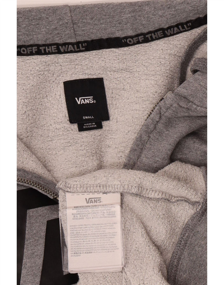 Vans Mens Graphic Zip Hoodie Sweater Small Grey Cotton