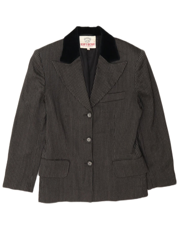 Laura Biagiotti Womens 3 Button Blazer Jacket IT 42 Medium Grey Pinstripe