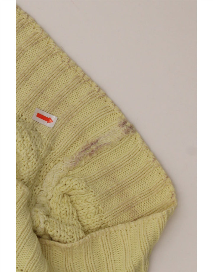 BENETTON Womens Crew Neck Jumper Sweater IT 50 XL Yellow Cotton