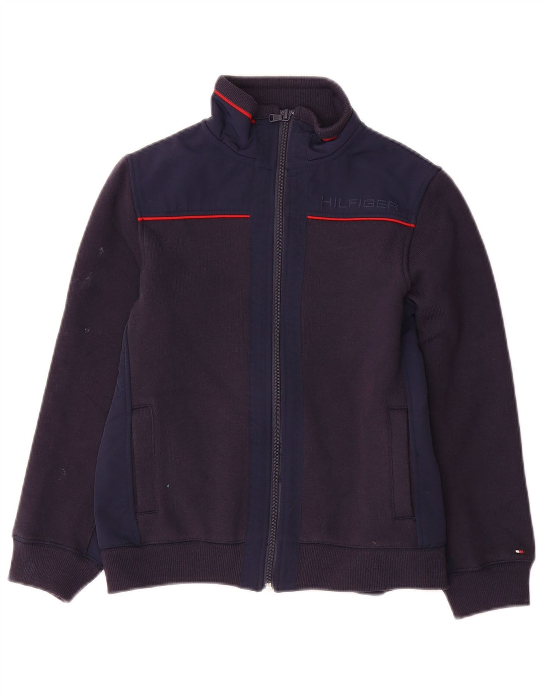 TOMMY HILFIGER Boys Tracksuit Top Jacket 8-9 Years Medium Navy Blue