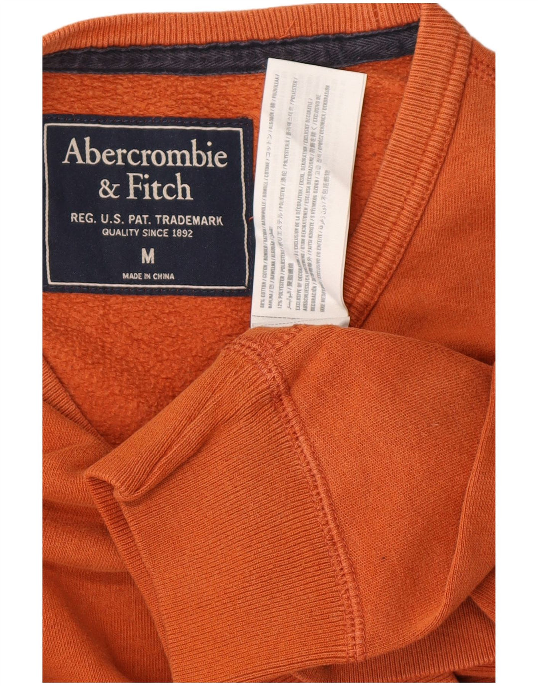 ABERCROMBIE & FITCH Mens Sweatshirt Jumper Medium Orange Cotton