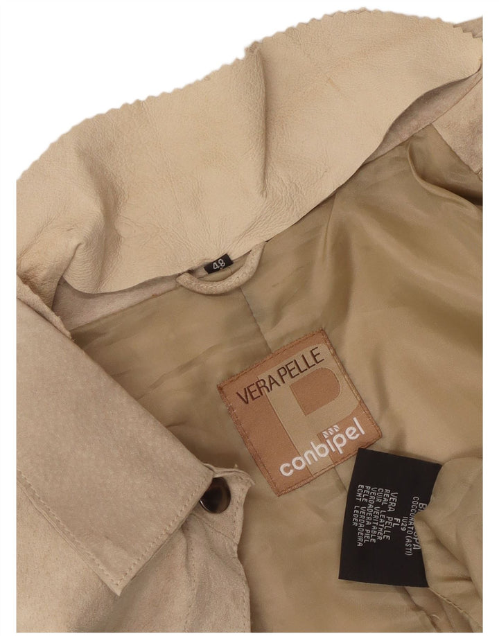 Conbipel Womens Suede Jacket IT 48 XL Beige Leather