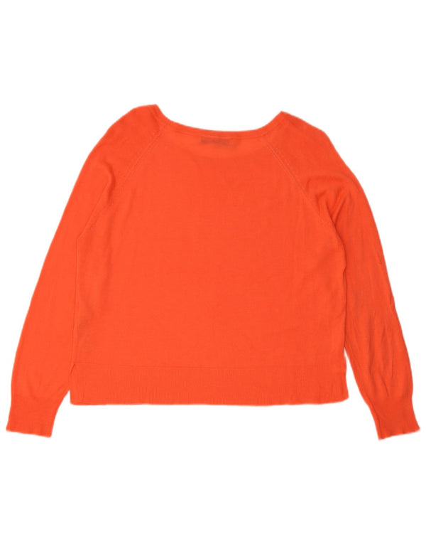 Zara Womens Oversized Boat Neck Jumper Sweater UK 10 Small Orange Viscose