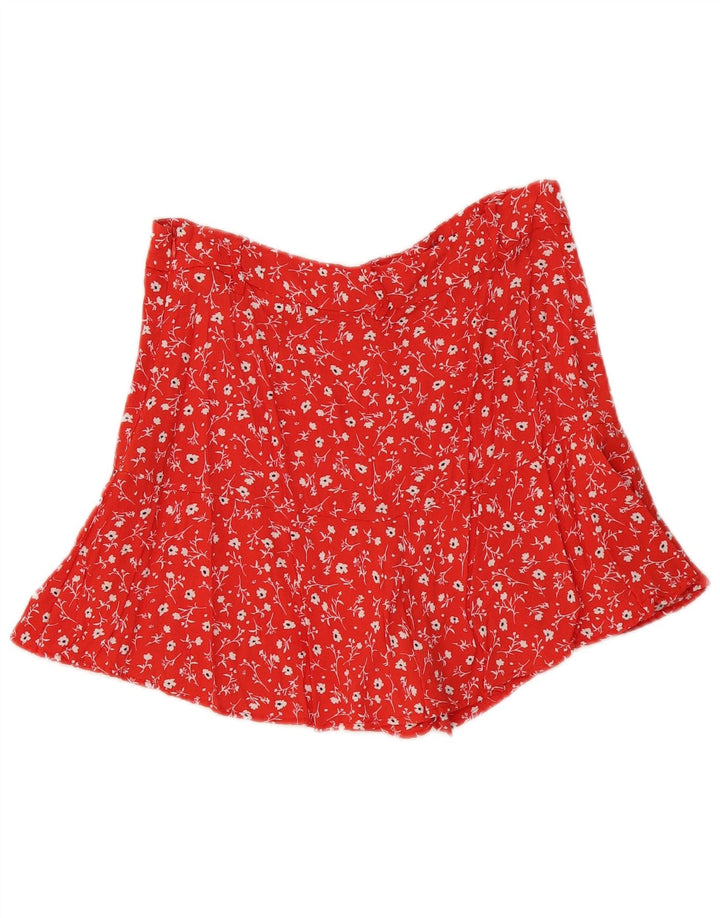 ZARA Womens Skort UK 14 Large  Red Floral