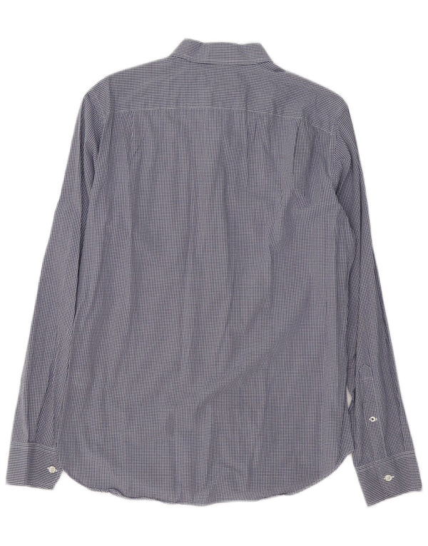 BONOBOS Mens Slim Fit Shirt Medium Navy Blue Gingham Cotton