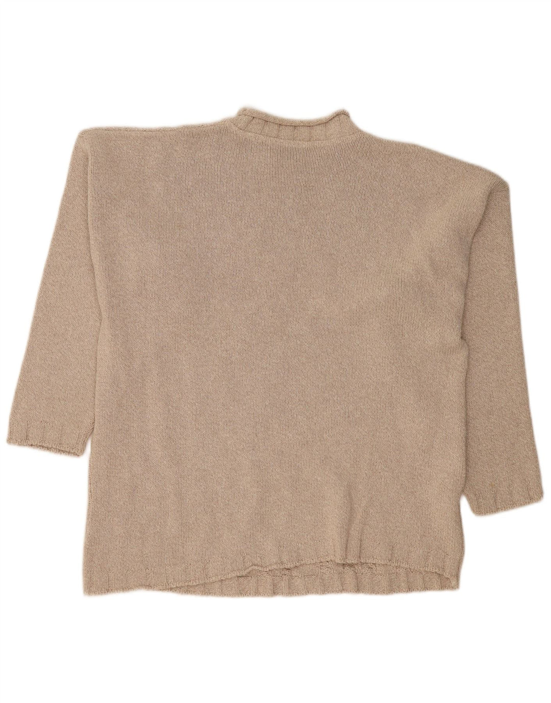 THE SWEATER SHOP Mens Turtle Neck Jumper Sweater Large Beige Cotton