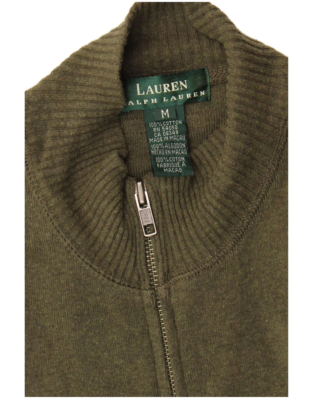Ralph Lauren Womens Cardigan Sweater UK 14 Medium Khaki Cotton