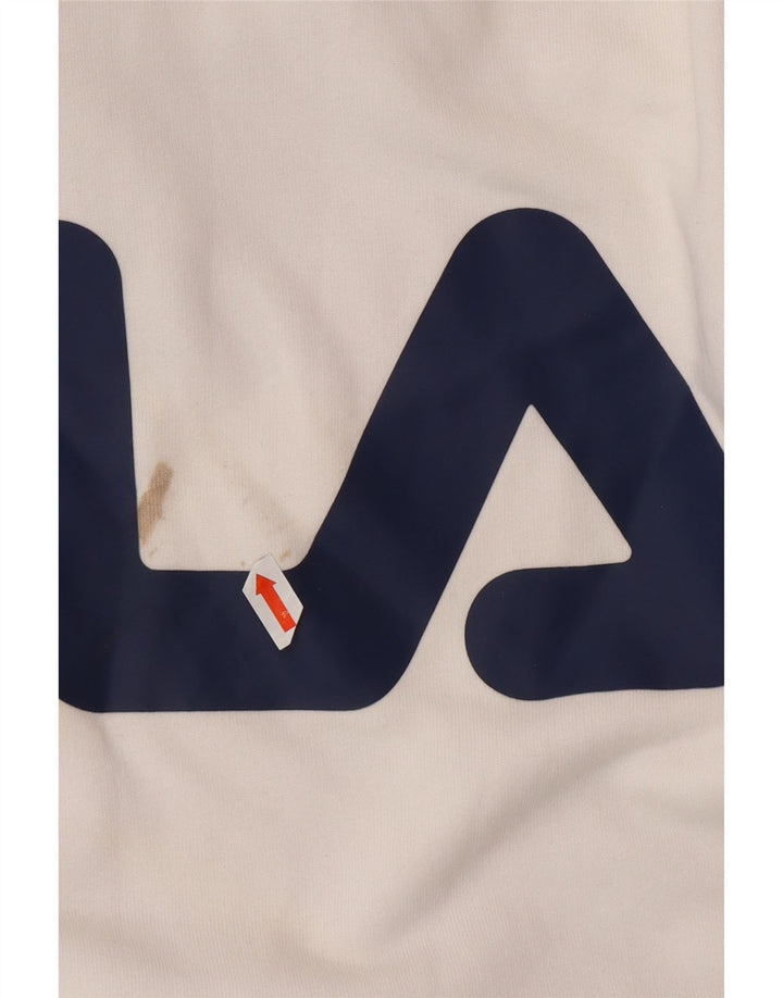 FILA Mens Graphic Hoodie Jumper Medium White Cotton