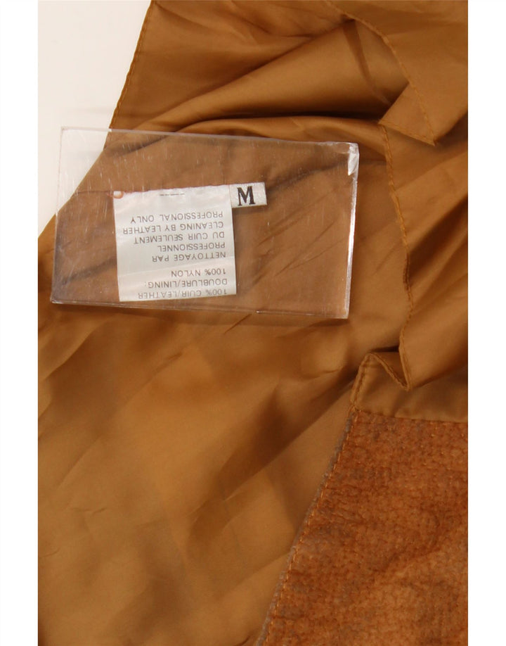 Vintage Womens Waistcoat UK 12 Medium Brown Leather